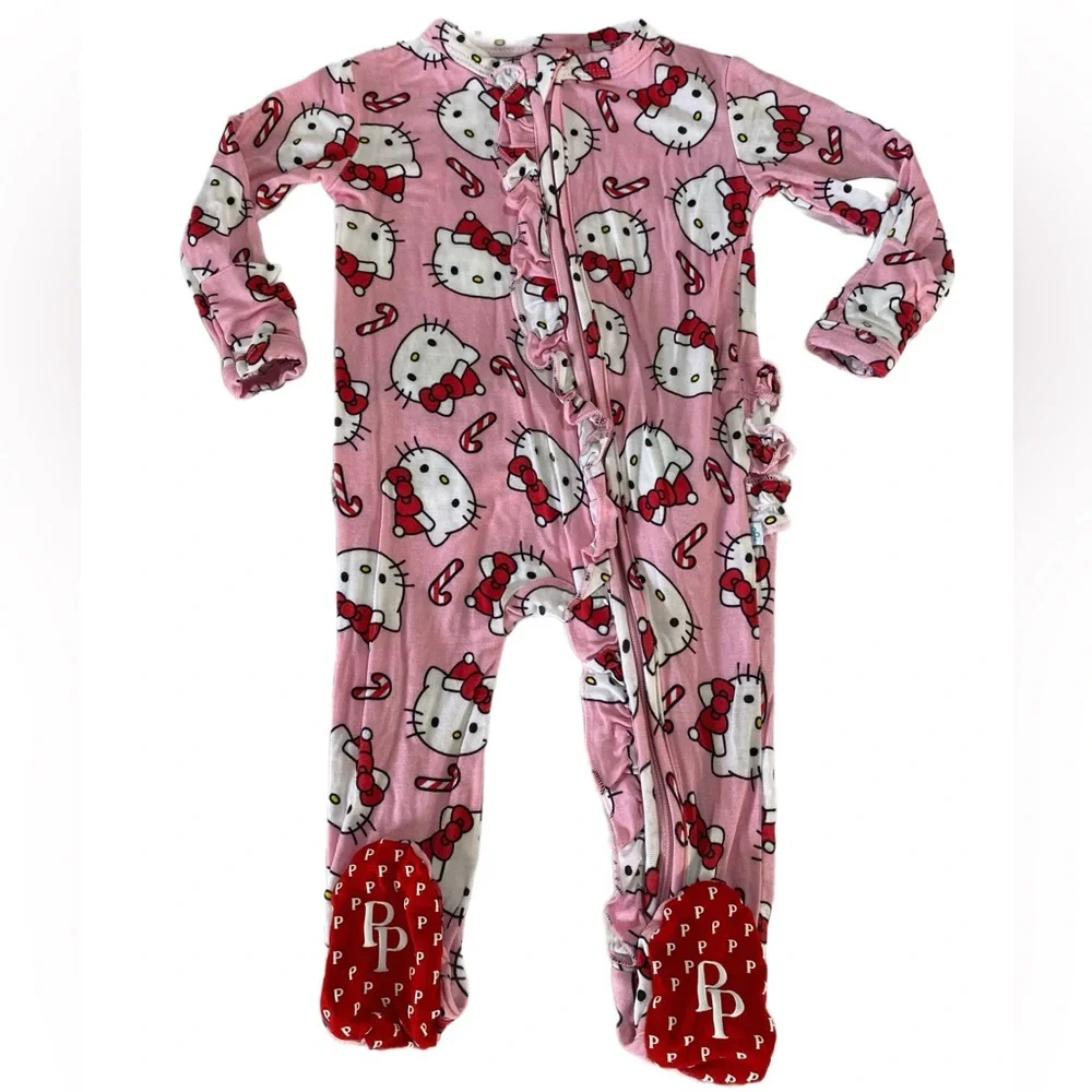 Posh Peanut‎ Hello Kitty Candy Cane Footie Ruffled Sleeper 0-3M